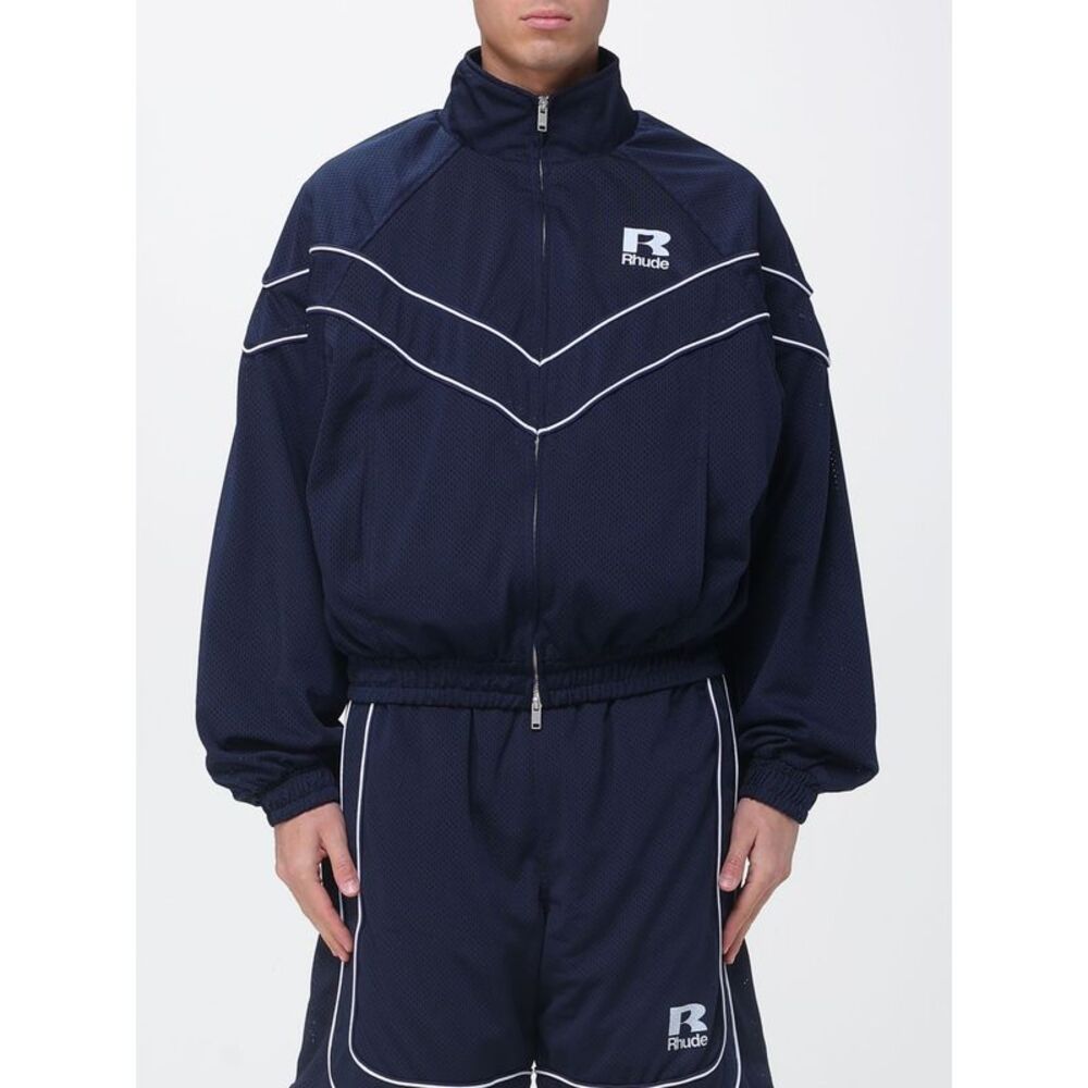 Rhude Men Cropped Polyester Bomber Jacket Rhude With High Neck And Contrast Logo